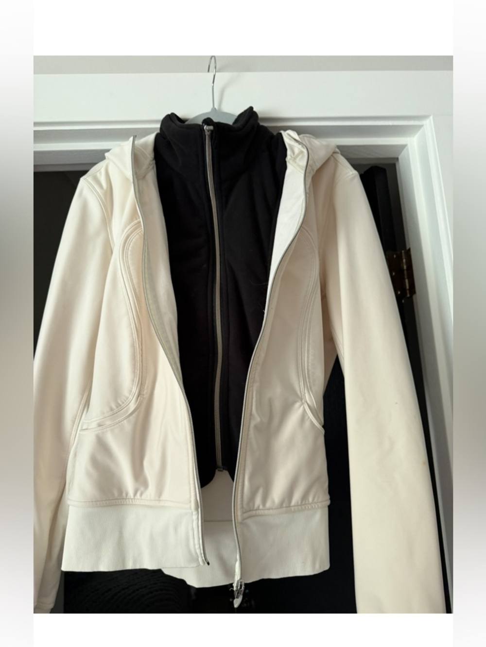 lululemon athletica Cream Zip Hoodie with Black Inner Layer